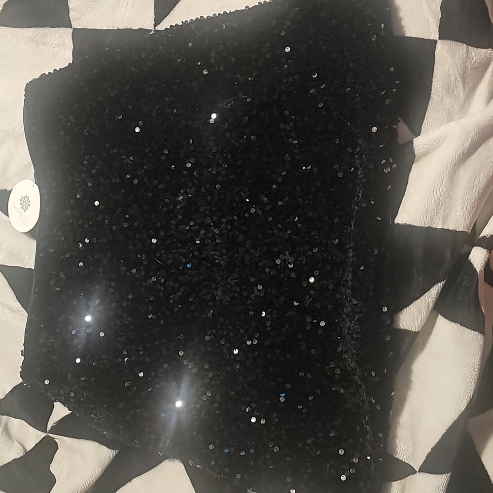 Black Sequin Mini Skirt